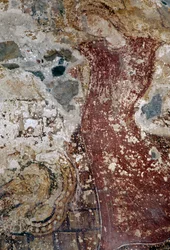 Fresko in der byzantinischen Kirche von Agios Georgios, Vathi, Kreta, Griechenland (Foto)
