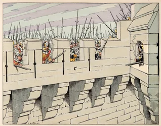 Illustration aus dem Buch „Le bon roy Henri“, illustriert von Jacques Marie Gaston Onfray de Breville dit JOB (1858-1931): Pariser bereiten sich darauf vor, die Stadt zu verteidigen - Private Sammlung