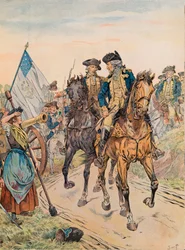 Jacques Marie Gaston Onfroy de Breville - George Washington trifft Molly Pitcher während der Schlacht von Monmouth am 28. Juni 1778