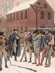 Jacques Marie Gaston Onfroy de Breville, genannt JOB - George Washington versucht, einige der Meuterer der Armee während des Unabhängigkeitskrieges zu beruhigen