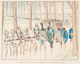 Napoleon Bonaparte geht vor Marie Louise von Österreich vor ihrer Hochzeit 1810, Privatsammlung
