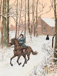 Illustration: Der junge George Washington verließ 1740 das Elternhaus für die Old Field School