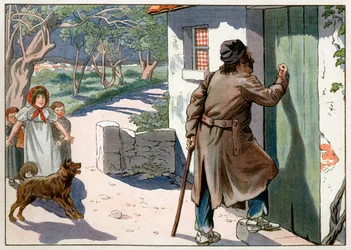 Joachim Murat (1767-1815), entthronter König von Neapel, wanderte nach seiner Flucht aus Neapel im Jahr 1815 durch die Provence. Gravur von Jacques Marie Gaston Onfray de Breville dit Job (1858-1931)