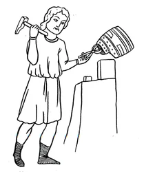 Deutscher Helmenschmied bei der Arbeit, um 1515