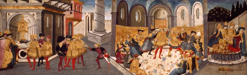 Die Ermordung und Beerdigung Julius Cäsars, 1455-60.